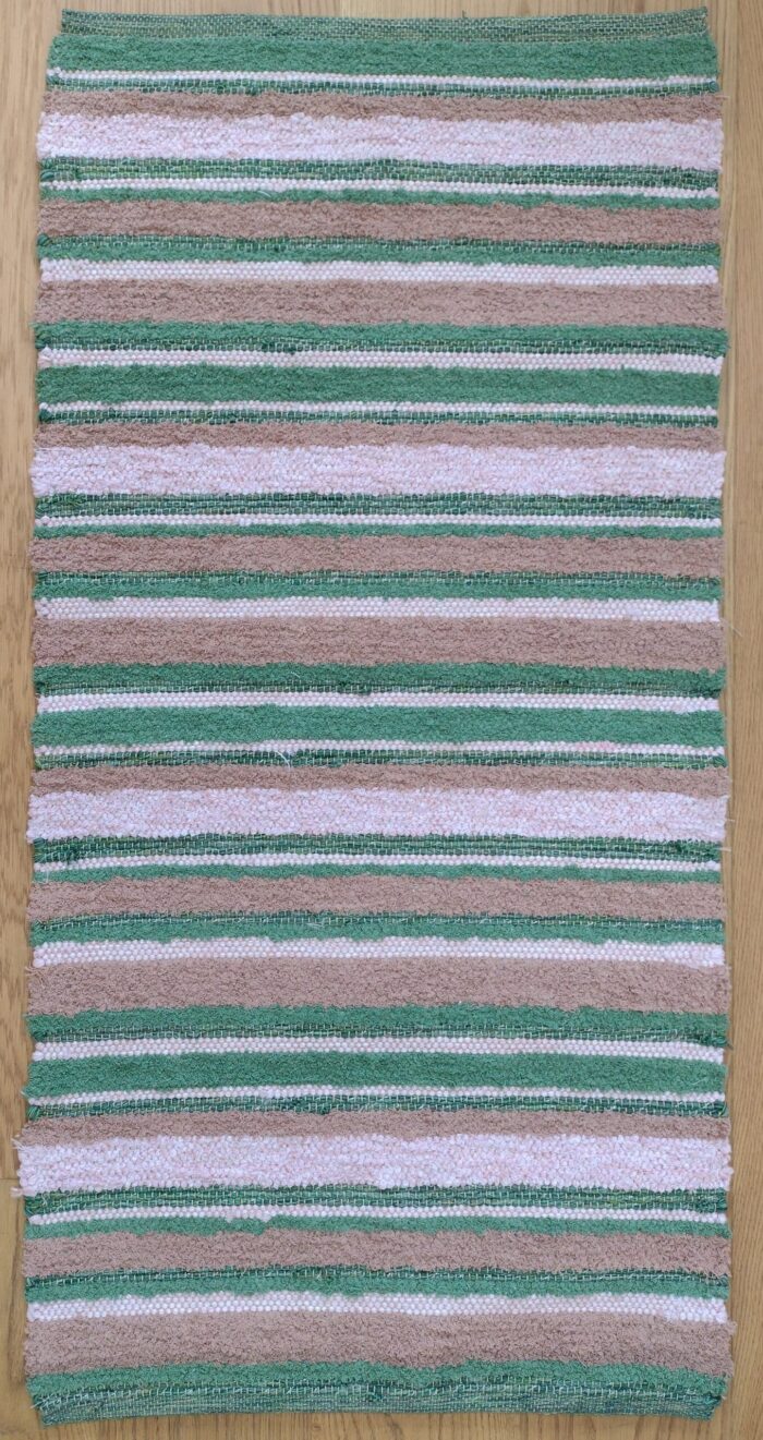 Baumwollteppich grün-rosé gestreift, 70/140 cm