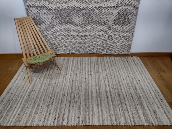 Schafwollteppich Parma, beige-braun gestreift 130/200