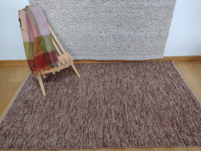 Teppich "Plattensee" beige-braun-rot, Wollkräusel, 130/200 cm