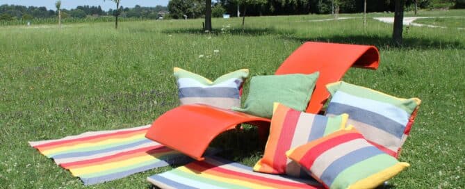 Sommerbunte Bodenkissen, Rückenkissen, Bankauflagen 9