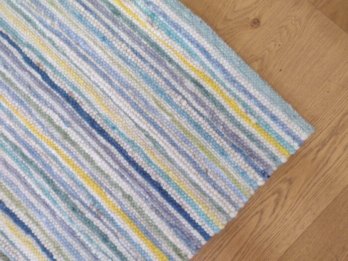Schafwollteppich Parma blau gestreift, 90/180 cm – Bild 3